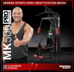 Miweba Sports Kraftstation MK500 Pro, 14 Gewichtsblöcke, 50 In 1, 60 Kg Seilzug, Butterfly, Beinstrecker, Zugturm, Bizeps Curlstange, Multifunktionale Premium Fitnessstation Für Profis Und Anfänger -Globbervi Verkaufe 8640a60d2f3b34ae2cee61f254aa9a0d