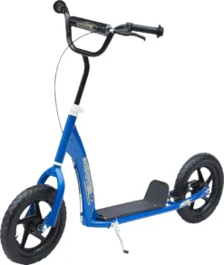 HOMCOM Kinderroller Mit Hinterbremse Kickscooter 12 Zoll Tretroller Roller Scooter Cityroller Für Kinder Kickboard Höhenverstellbar Stahl EVA Blau 120 X 52 X 80-88 Cm