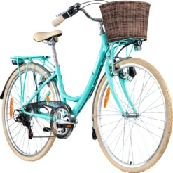 Galano Valencia 700c Damenfahrrad Hollandrad 28 Zoll, 6-Gang.Schaltung, Rahmenhöhe 41 Cm, Farbe Türkis