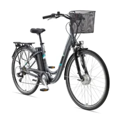 Telefunken E-Bike Elektrofahrrad Alu 28 Zoll Mit 7-Gang Shimano Kettenschaltung, Pedelec Citybike Leicht Mit Fahrradkorb, 250W Und 10,4Ah, 36V Sitzrohrakku, RC822 Multitalent