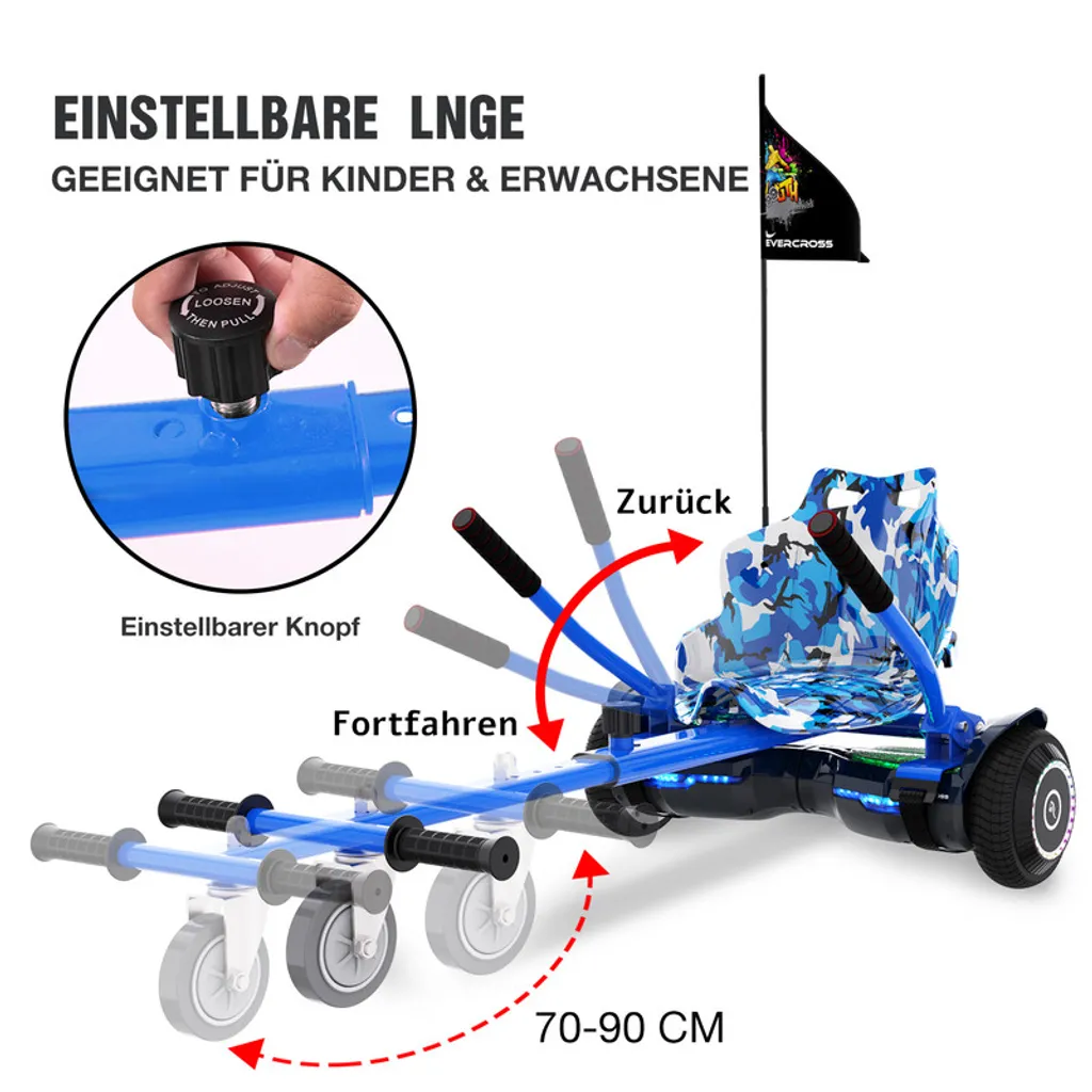 EVERCROSS 6,5 Zoll Hoverboards Mit Sitz, App-fähige Bluetooth Hoverboards, Go Kart Mit 3 Pedallichter, Selbstausgleichender Elektroroller Geburtstag Kinder Erwachsene 5 EVERCROSS 6,5 Zoll Hoverboards Mit Sitz, App-fähige Bluetooth Hoverboards, Go Kart Mit 3 Pedallichter, Selbstausgleichender Elektroroller Geburtstag Kinder Erwachsene – Bild 5