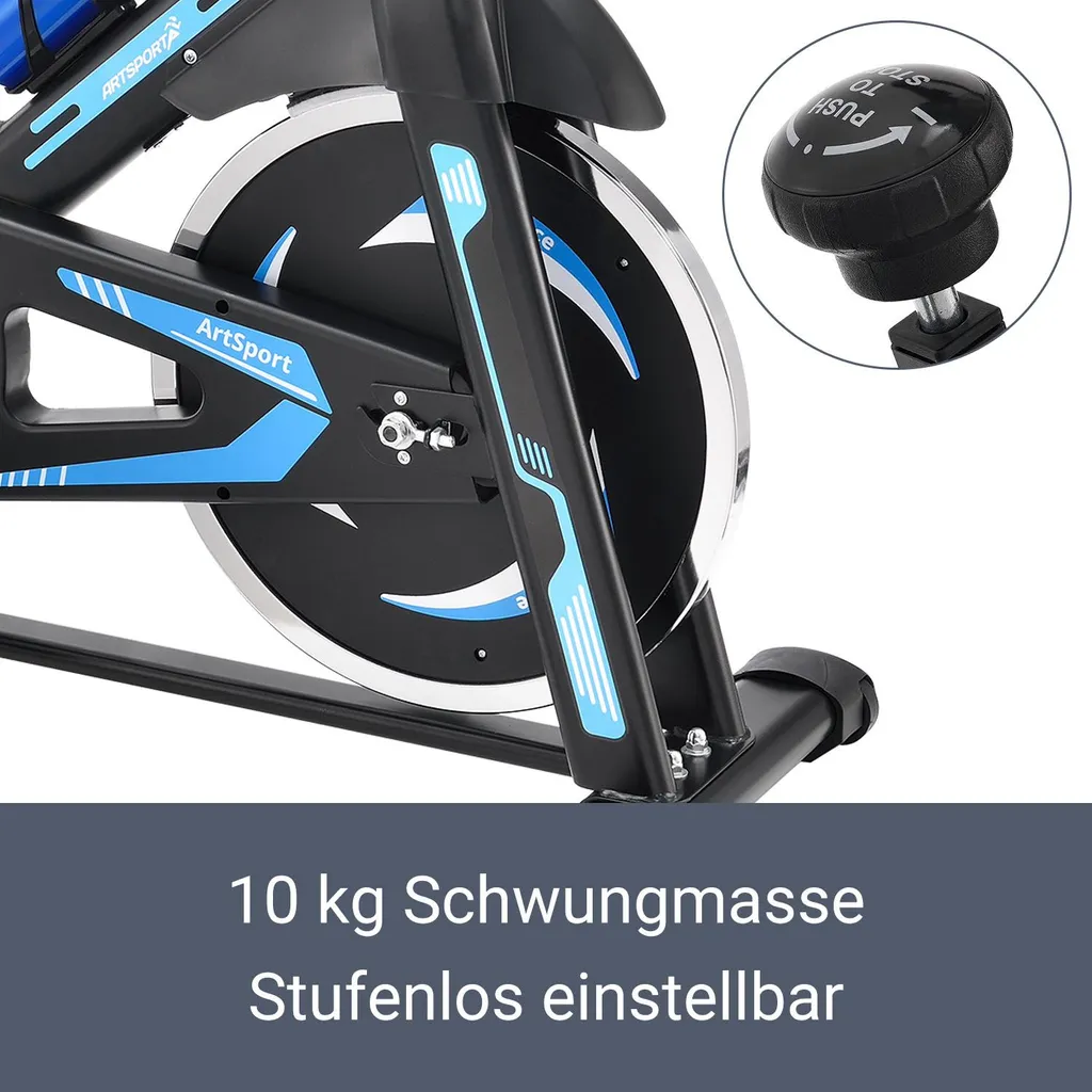 ArtSport Heimtrainer Speedbike RapidPace - Hometrainer Mit Riemenantrieb, 10 Kg Schwungrad, LCD Display & Pulssensoren Fitnessbike Fitness Fahrrad 3 ArtSport Heimtrainer Speedbike RapidPace - Hometrainer Mit Riemenantrieb, 10 Kg Schwungrad, LCD Display & Pulssensoren Fitnessbike Fitness Fahrrad – Bild 3