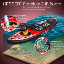 KESSER® SUP Board Aufblasbar Set Mit Sichtfenster Stand Up Paddle Board Premium Surfboard Wassersport | 6 Zoll Dick | Komplettes Zubehör | 130kg , Farbe:(AQUA) Rot 320CM -Globbervi Verkaufe 90b037be5424eef779f08fe3e747c668