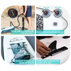 FEATH-R-LITE- Stand Up Paddle Board, SUP Surfboard Surfbrett 305x76x15cm Mit Verstellbares Paddel, Handpumpe, Rucksack，Schwarz Und Weiß -Globbervi Verkaufe 918a6af57ce828b4ef9cee2cedd0149c