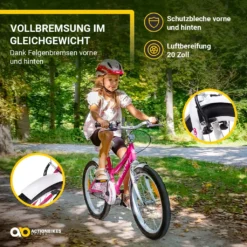Actionbikes Kinderfahrrad Butterfly 20 Zoll - Kinder Fahrrad - V-Brake Bremsen - Kettenschutz - Fahrradständer - Kinderrad - Jugend Fahrrad - Rad - Bike - Mädchen - Pink/Weiß - 6-9 Jahre -Globbervi Verkaufe 91c038b5c1a93e43140f0fd1285a8bc4 1