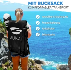 Aukai® Stand Up Paddle Board 320cm "Ocean" SUP Surfboard Aufblasbar + Paddel Surfbrett Paddling Paddelboard - Türkis -Globbervi Verkaufe 91c9e64e9727646b5563f161765d2b47