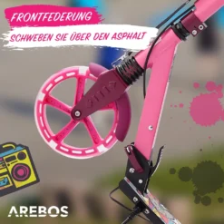 AREBOS Cityroller Tretroller Mit LED, Höhenverstellbar, Klappbar, Inkl. Tragegurt, Hand- & Trittbremse, Für Kinder Und Erwachsene, Bis 100kg Belastbar Roller, Pink 13 AREBOS Cityroller Tretroller Mit LED, Höhenverstellbar, Klappbar, Inkl. Tragegurt, Hand- & Trittbremse, Für Kinder Und Erwachsene, Bis 100kg Belastbar Roller, Pink -Globbervi Verkaufe 937072711e64cbe4d12d046b2f38cd57