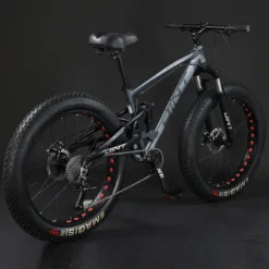 360Home Fat Bike 26 Zoll Mountainbike Fahrrad Vollgefedertes Fahrrad Mit Großem Reifen Fully Grau -Globbervi Verkaufe 950dd344f375d76fb87c7dec344f2c69