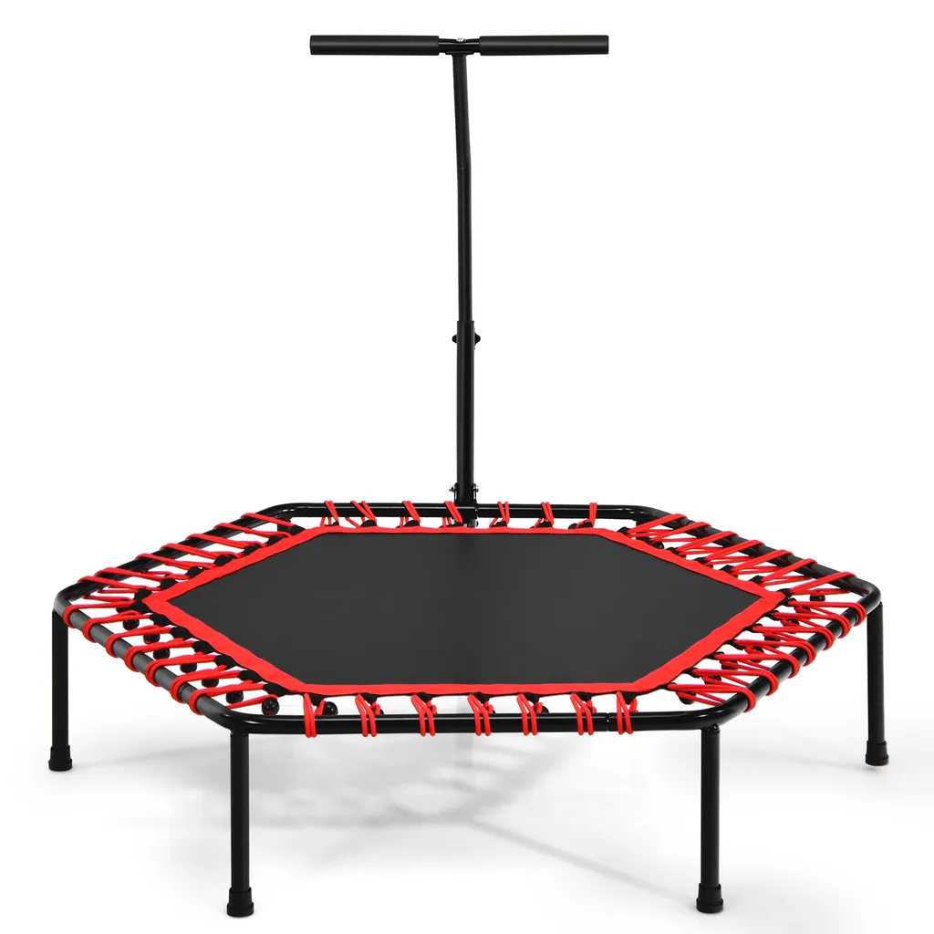 COSTWAY Fitness Trampolin Mit Höhenverstellbarem Faltbarem Haltegriff, Mini Trampolin Bis 150kg Belastbar, Kindertrampolin Gartentrampolin Für Erwachsene Und Kinder 1 COSTWAY Fitness Trampolin Mit Höhenverstellbarem Faltbarem Haltegriff, Mini Trampolin Bis 150kg Belastbar, Kindertrampolin Gartentrampolin Für Erwachsene Und Kinder