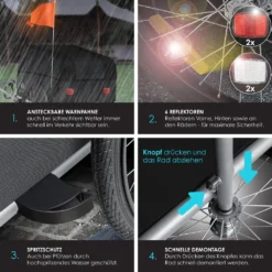 KESSER® Fahrradanhänger Lastenanhänger Transportanhänger Hochdeichsel Mit Kupplung, Inkl. Abdeckung Klappfunktion Hochdeichsel Anhänge Für Fahrrad Transportbox Mit 120 Liter Max. 40 Kg, Farbe:Schwarz / Anthrazit -Globbervi Verkaufe 955a7bffe1830094341092d283c3686c