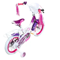 HI5FIVE Kinderfahrrad Emily Mit Rücktritt, Stützrädern Und Gepäckträger 14 Zoll