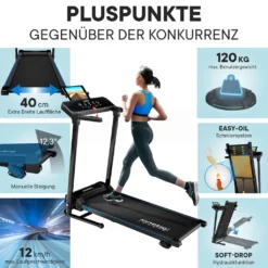 Kinetic Sports KST4600FX Laufband Klappbar Elektrisch 1100 Watt Leiser Elektromotor 12 Programme, Bis 120kg, Geh- Und Lauftraining, Tablethalterung, Bis 12 Km/h, Steigung Verstellbar -Globbervi Verkaufe 96e4bb292673e4da24e2cb5c22bcd38c