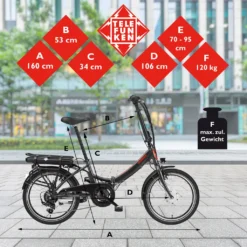 Telefunken F810 E-Faltrad, 7 Gang Shimano Kettenschaltung, Gepäckträgerakku, 20 Zoll, Anthrazit -Globbervi Verkaufe 9821422a5b0b4d690c93a21fab74ee24