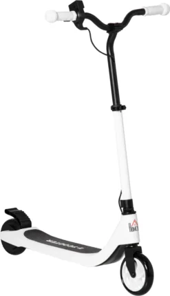 HOMCOM E-Scooter Mit Batteriestandsanzeige, Elektroroller Mit Höhenverstellbarem Lenker, Bremen, Elektro Scooter Max. 8km/h, 6 Km Reichweite, Ab 6 Jahren, Schwarz+Weiß