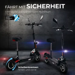 EFlux Lite Six 1000W Elektro Roller - E-Scooter - Straßenzulassung - Elektroroller - (Schwarz) - 45 Km Reichweite - Lithium-Ionen-Akku -Globbervi Verkaufe 9a2b019175b6b08e96e0a804ce4cb69a