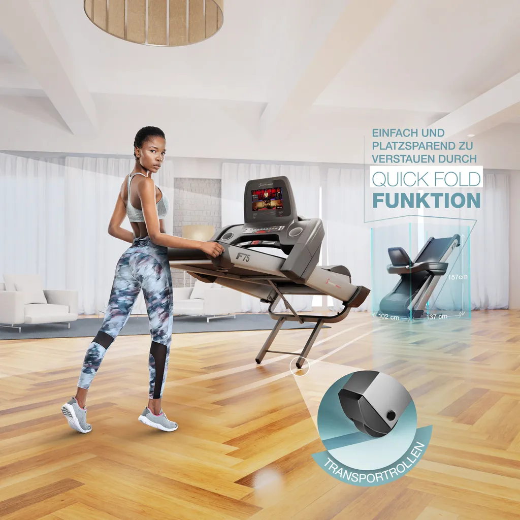 Sportstech F75 High-End Laufband Mit Großer Lauffläche 1580x600mm, Android 15,6“ Display, WiFi, USB, 18% Steigung Mit Dämpfungssystem Bis 200Kg – Robust Und Klappbar, Inlk. Pulsgurt 6 Sportstech F75 High-End Laufband Mit Großer Lauffläche 1580x600mm, Android 15,6“ Display, WiFi, USB, 18% Steigung Mit Dämpfungssystem Bis 200Kg – Robust Und Klappbar, Inlk. Pulsgurt – Bild 6