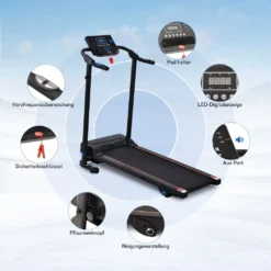 Merax Laufband Klappbar Elektrisch Laufbänder 1,5 PS Leiser Elektromotor 12 Km/h Mit LED Display, 12 Programme Und Pad-/Handyhalter, Max. Benutzergewicht 100kg, Schwarz -Globbervi Verkaufe 9bff6b5bb6fe367e246540e7f3b3e404