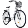 Bergsteiger Florenz Damenfahrrad 28 Zoll, 7-GG-Shimano, Mit Korb, Licht, Rücklicht Mit Standlichtfunktion, Rahmenhöhe 51 Cm, Im Retro-Design, Farbe Weiß
