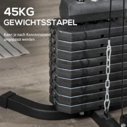 HOMCOM Kraftstation Fitnessstation Mit Latzug- Und Butterflystange Multi-Gym-Krafstation Mit 45 Kg Gewichte Multistation Set Krafttraining Stahl Kunstleder Schwarz 180 X 108 X 200 Cm -Globbervi Verkaufe 9cf7c2b2841ecb7576a054d6cd5b66d0