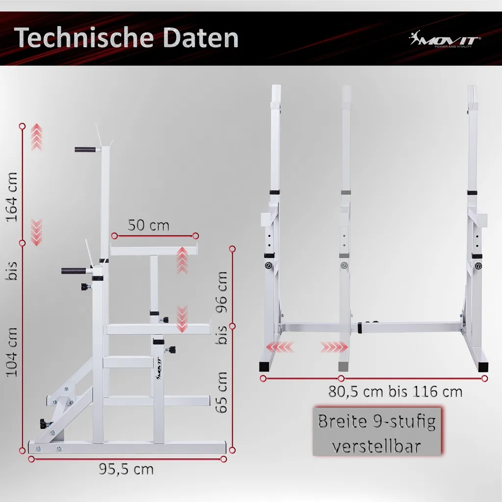 MOVIT Squat Rack PRO Langhantel-Ablage Homegym Hantel-Ständer Heimtrainingsgerät 4 MOVIT Squat Rack PRO Langhantel-Ablage Homegym Hantel-Ständer Heimtrainingsgerät – Bild 4