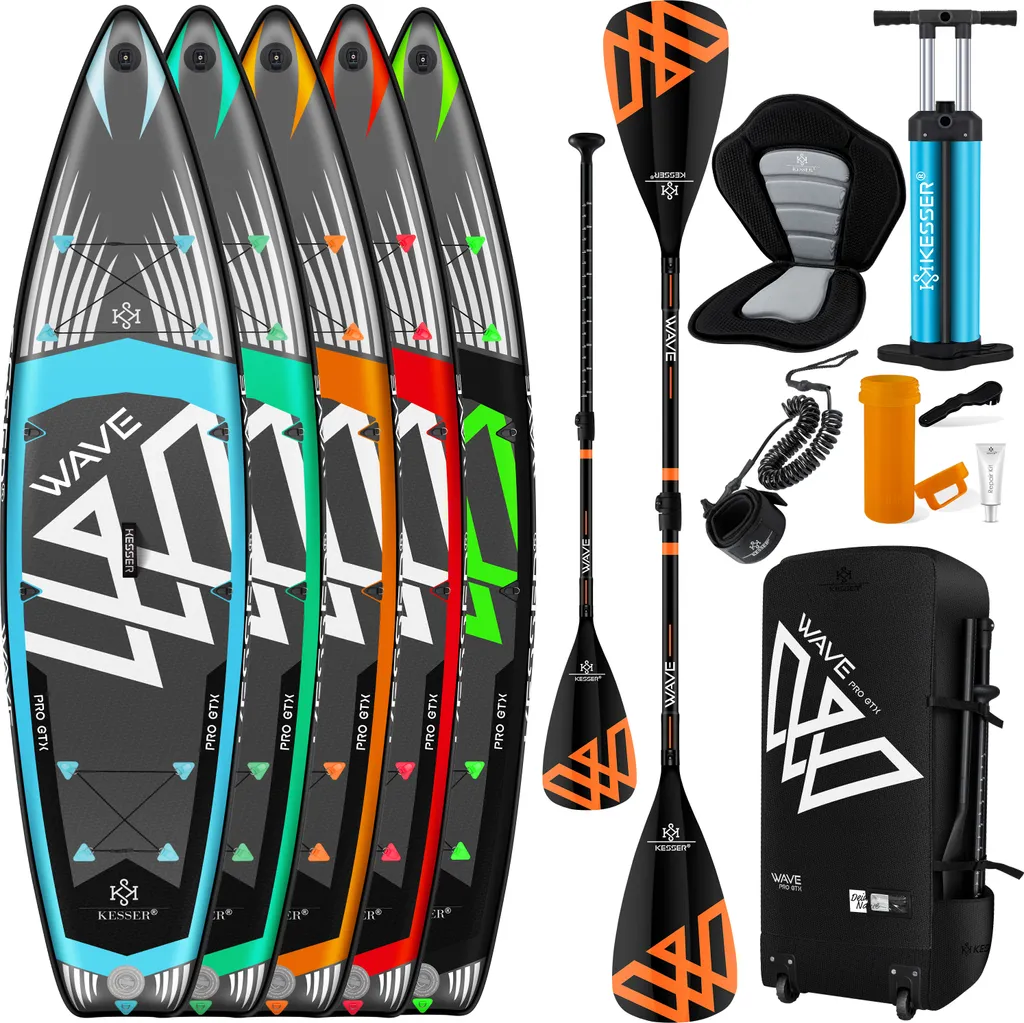 KESSER® Aufblasbare SUP Board Set PRO GTX Mit Premium Hochdruckpumpe Transporttasche Stand Up Paddle Board | Cam Halterung | Surfboard 6 Zoll Dick Komplettes Zubehör 150kg, Farbe:Blau - 320CM 2 KESSER® Aufblasbare SUP Board Set PRO GTX Mit Premium Hochdruckpumpe Transporttasche Stand Up Paddle Board | Cam Halterung | Surfboard 6 Zoll Dick Komplettes Zubehör 150kg, Farbe:Blau - 320CM – Bild 2