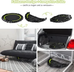 COSTWAY φ102cm Mini Trampolin Mit 2 Widerstandsbändern & Höhenverstellbarm Haltegriff, Fitness Trampolin Faltbar Für Erwachsene & Kinder -Globbervi Verkaufe 9ff247f50d5d5af9b272c842b05cc09f