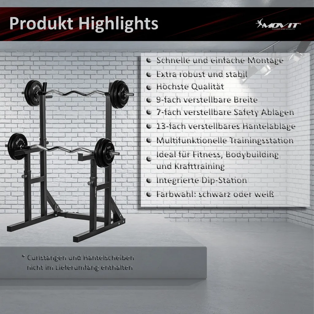 MOVIT Squat Rack PRO Langhantel-Ablage Homegym Hantel-Ständer Heimtrainingsgerät 8 MOVIT Squat Rack PRO Langhantel-Ablage Homegym Hantel-Ständer Heimtrainingsgerät – Bild 8