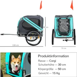 PawHut Hundeanhänger Fahrradanhänger Hundetransporter Hunde Fahrrad Anhänger Für Kleine Mittelgroße Hunde Oxfordstoff Regenschutz Atmungsaktiv Grün 130 X 73 X 90 Cm -Globbervi Verkaufe a05c98a0f935547005e7e6566ef80b40