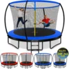 KESSER® Trampolin Gartentrampolin | Rheinland GS | Kindertrampolin Bis 150 Kg | Komplettset Mit Sicherheitsnetz Regenabdeckung, Leiter, Randabdeckung & Zubehör, Farbe:Blau / Schwarz, Größe:244 Cm