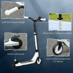 HOMCOM E-Scooter Mit Batteriestandsanzeige, Elektroroller Mit Höhenverstellbarem Lenker, Bremen, Elektro Scooter Max. 8km/h, 6 Km Reichweite, Ab 6 Jahren, Schwarz+Weiß -Globbervi Verkaufe a2200dcaaff1d0eaf975230714ea99b0
