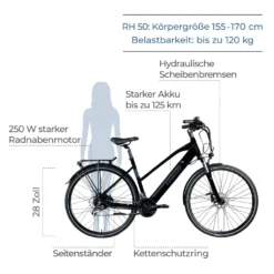 Zündapp Z810 E Bike Trekkingrad Damen Ab 155 Cm Mit Nabenmotor Pedelec Trekking Fahrrad Mit 24 Gang Und Beleuchtung StVZO