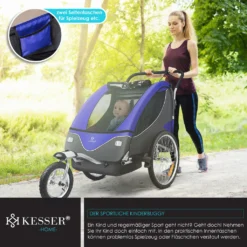 KESSER® Cruiser Kinderanhänger Fahrradanhänger 360° Drehbar Mit Federung 2in1 Joggerfunktion Kinderfahrradanhänger + 5-Punkt Sicherheitsgurt , Jogger Fahrrad Anhänger Für 1 Bis 2 Kinder Max. 40kg, Farbe:Blau-Anthrazit -Globbervi Verkaufe a3734df69fcef08e3cc78e1fed41db52