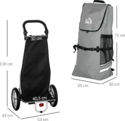HOMCOM 2 In 1 Lastenanhänger Einkaufstrolley Für Einkaufswagen Fahrradanhänger Mit Verbindungsschellen Für Fahrradkupplung 12 Zoll-Luftreifen 24,3 Kg Max 55 L Alu+Oxford Grau+Silber 53 X 43 X 110 Cm -Globbervi Verkaufe a46a6bf5e72179a8ca3a51d3649c1310