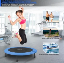 Physionics® Fitness Trampolin - Durchmesser Ø 96 Cm, Indoor Und Outdoor, Max: 100 KG, Mit Randabdeckung - Kindertrampolin, Gartentrampolin, Mini Trampolin, Klappbar -Globbervi Verkaufe a515b599227b4e4aa8a92fd80796c69a