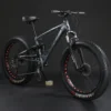 360Home Fat Bike 26 Zoll Mountainbike Fahrrad Vollgefedertes Fahrrad Mit Großem Reifen Fully Grau