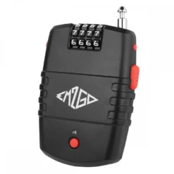 EM2GO 4 Stelliges Kombinations- Kabelschloss Mit Alarm Bis Zu 10.000 Kombinationen, 90dB Sirene, Schwarz