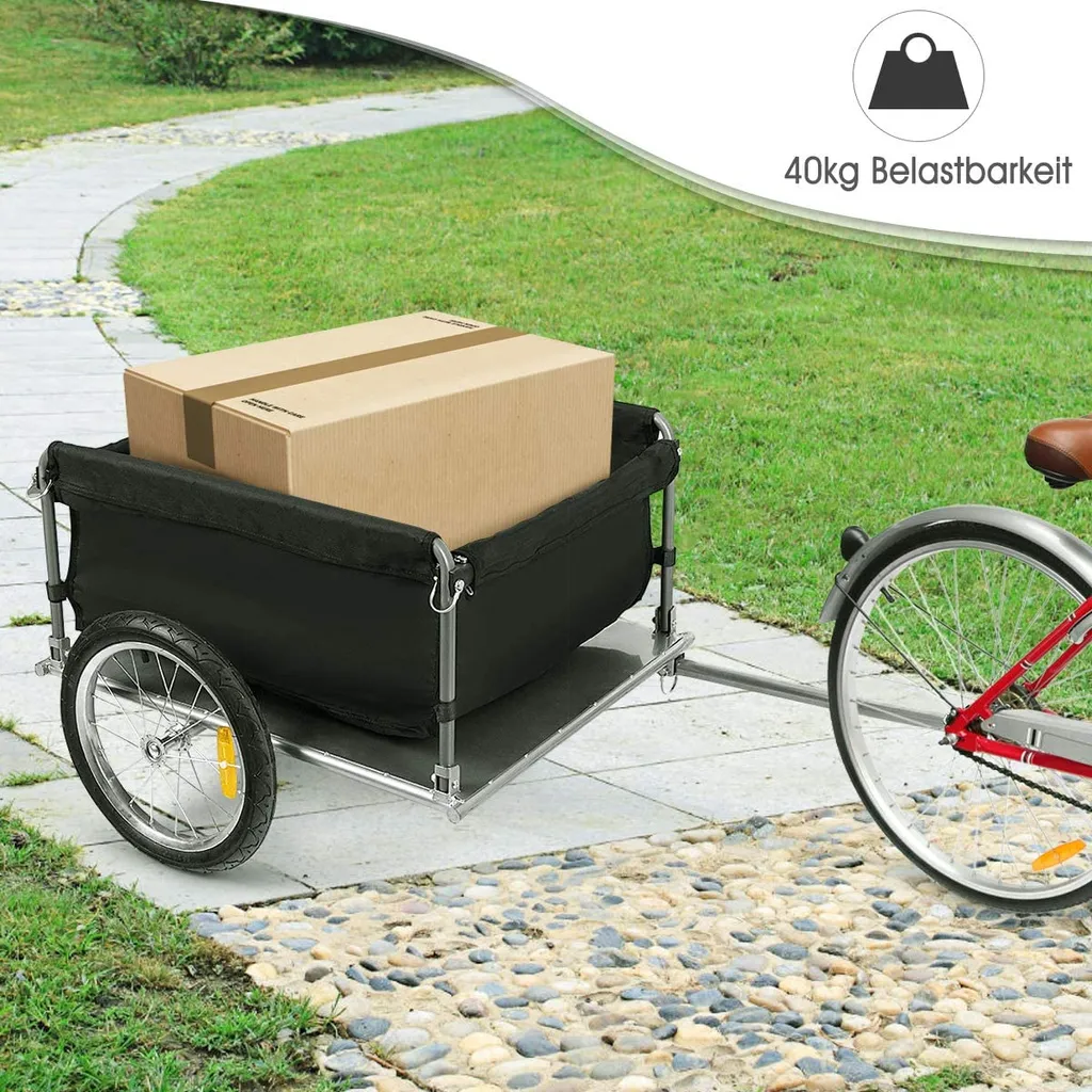 COSTWAY Fahrradanhaenger, Gepaeckanhaenger Klappbar, Lastenanhaenger 40 Cm Raeder Handwagen Bis 40 Kg Tragkraft 2 COSTWAY Fahrradanhaenger, Gepaeckanhaenger Klappbar, Lastenanhaenger 40 Cm Raeder Handwagen Bis 40 Kg Tragkraft – Bild 2