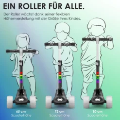 KIDIZ® Roller Kinder Scooter X-Pro2 Dreiradscooter Mit PolyurethanLED Leuchtenden Räder Kinderroller Faltbar Tret-Roller Höhenverstellbarer Cityroller Kinderscooter Für Jungen Mädchen 3-12 Jahre, Farbe:Schwarz -Globbervi Verkaufe a8783780dda7a8bd40383a50a8bd6332