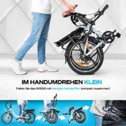 BLUEWHEEL 20" Klappbares E-Bike, Deutsche Qualitätsmarke, Shimano 7 Gang-Schaltung, EU-konform Klapprad Mit App + 250 W Motor + Batterie Abnehmbar, Electric Bike 25 Km/h Bis Zu 150 Km, BXB55 Weiß 10 Ah Batterie -Globbervi Verkaufe a8c2fed609ebca450e03fa756b3ecfb9