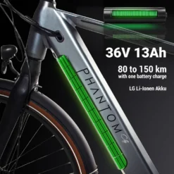 Phantom City | E-Bike | 28" Zoll | 13Ah 470 Wh | Elektrofahrrad Herren E Bike City Herren | 150 Km | 470 Wh 13 Ah | Elektrofahrrad -Globbervi Verkaufe a91c5ea2c9642d5fb65bb82cb5774814