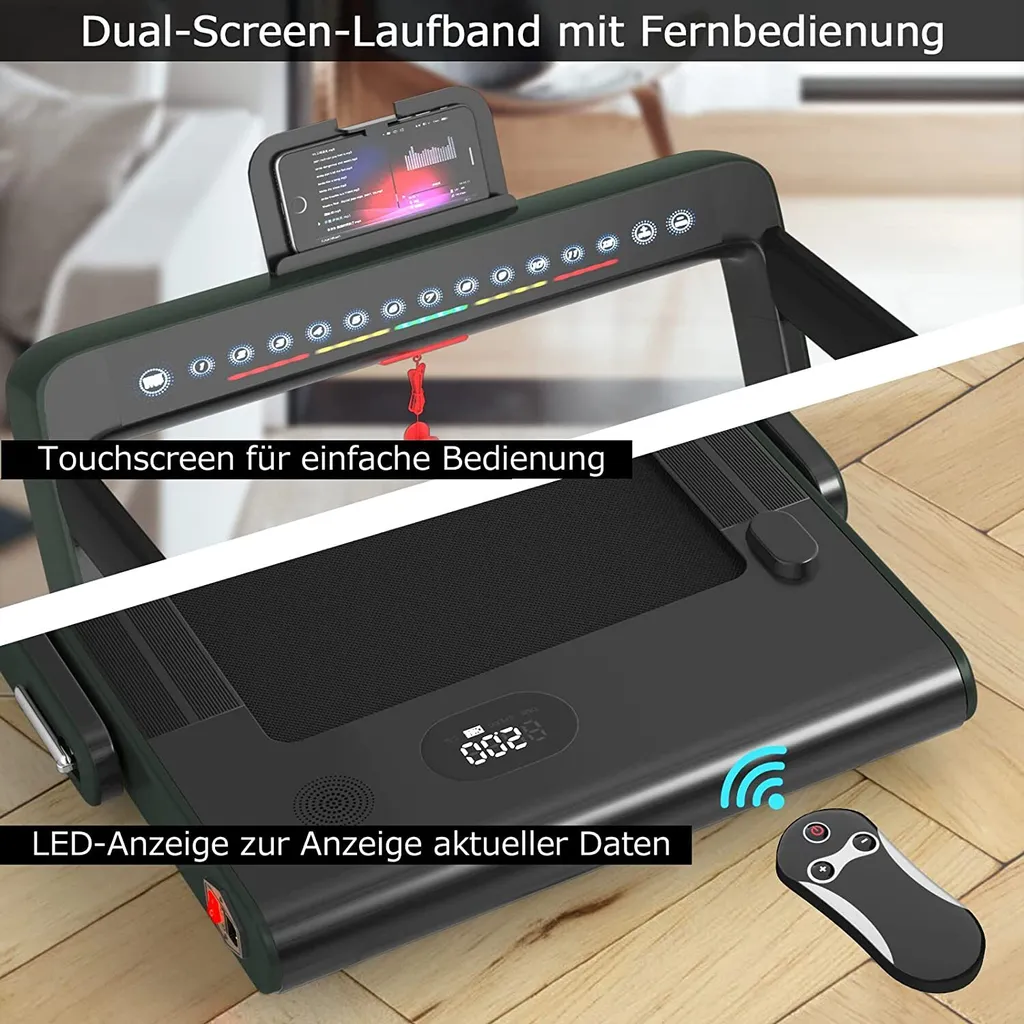 COSTWAY 2 In 1 Walking Pad & Laufband, App-kontrolliert, Bluetooth, LED Display, 1-12 Km/h, Bis 120kg Belastbar, Inkl. Handyhalterung, Klappbar (Grün) 4 COSTWAY 2 In 1 Walking Pad & Laufband, App-kontrolliert, Bluetooth, LED Display, 1-12 Km/h, Bis 120kg Belastbar, Inkl. Handyhalterung, Klappbar (Grün) – Bild 4
