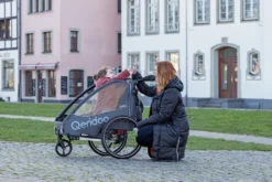 Qeridoo QUPA 1 Kinderfahrradanhänger, Farbe:grey -Globbervi Verkaufe aa7e35264bb2b624c228786c4a1511b3