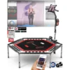 Messe-Neuheit 2020! Smart Fitness Trampolin, Inkl. Pulsgurt, Sprungzähler & APP, Klappbar, Höhenverstellbarer Haltegriff Mit Handy- & Flaschenhalterung, HTX100 Indoor Jumping Workout