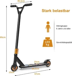 COSTWAY Stunt Scooter 100kg Belastbar Cityroller Mit PolyurethanRädern Alu Tretroller Kickscooter Für Kinder & Erwachsene Schwarz -Globbervi Verkaufe abb7ac4da5fe9c9571d71982b8824531