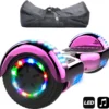 Hoverboard 6.5 Zoll-LED & Bluetooth Mit 350W*2 Motorbeleuchtung-für Kinder Und Jugendliche, Selbstausgleichender Elektroroller Elektroscooter Elektro Skateboard Rosa