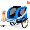 HAPPYPET Hundeanhänger Fahrradanhänger Für Hunde Hundefahrradanhänger Inkl. Anhängerkupplung Regenschutz NAVY BLAU
