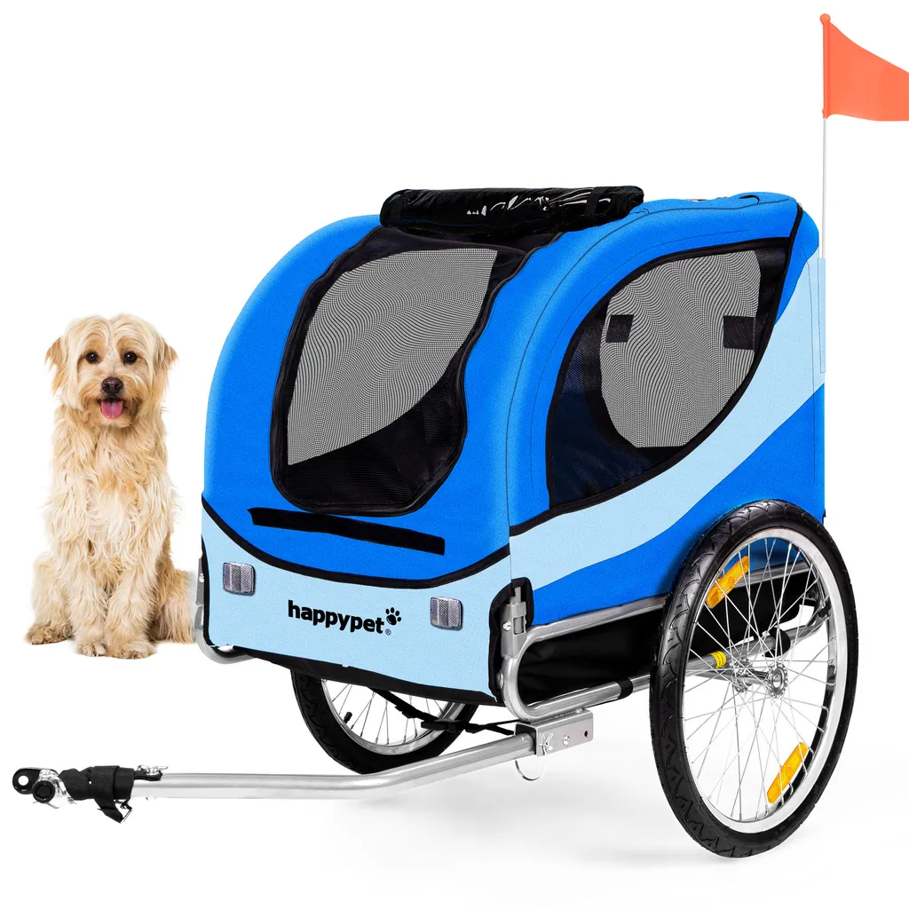 HAPPYPET Hundeanhänger Fahrradanhänger Für Hunde Hundefahrradanhänger Inkl. Anhängerkupplung Regenschutz NAVY BLAU 1 HAPPYPET Hundeanhänger Fahrradanhänger Für Hunde Hundefahrradanhänger Inkl. Anhängerkupplung Regenschutz NAVY BLAU