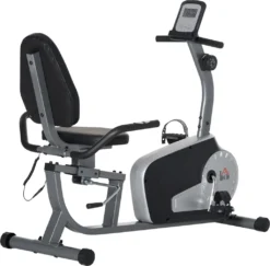 HOMCOM Liegeergometer Heimtrainer Fahrradtrainer Mit LCD-Anzeige Einstellbar Nutzergewicht Bis 110 Kg 8 Stufig Einstellbarem Magnetwiderstand Stahl ABS