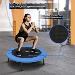 Physionics® Fitness Trampolin - Durchmesser Ø 96 Cm, Indoor Und Outdoor, Max: 100 KG, Mit Randabdeckung - Kindertrampolin, Gartentrampolin, Mini Trampolin, Klappbar -Globbervi Verkaufe ad86c4a9af4c5aae7497dfd6b4c30381