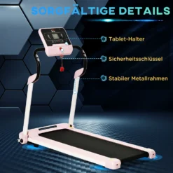 HOMCOM Laufband Klappbar Elektrisch 400 W 1-12 Km/h 1,5HP LCD-Display Handyhalterung Geeignet Für Home Gym Indoor Fitness Rosa 134 X 60 X 118 Cm -Globbervi Verkaufe af3142b3401352111b6800e795a7cc7c